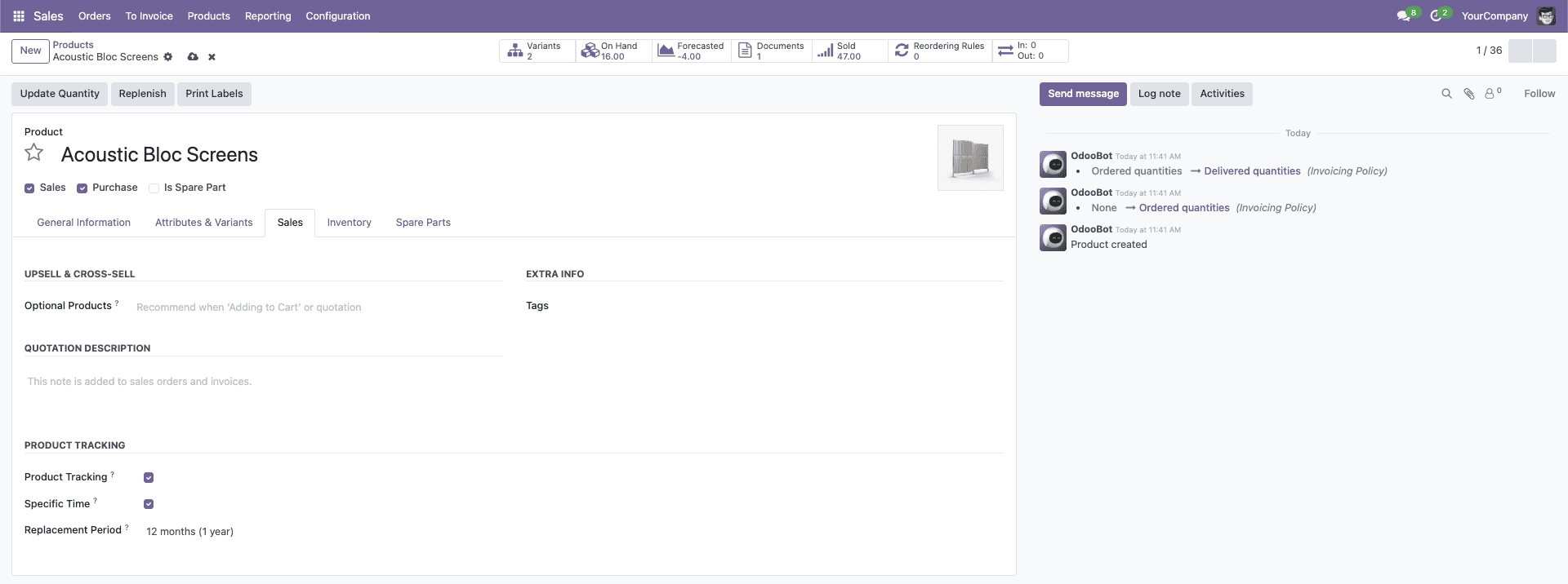 Tracked Product