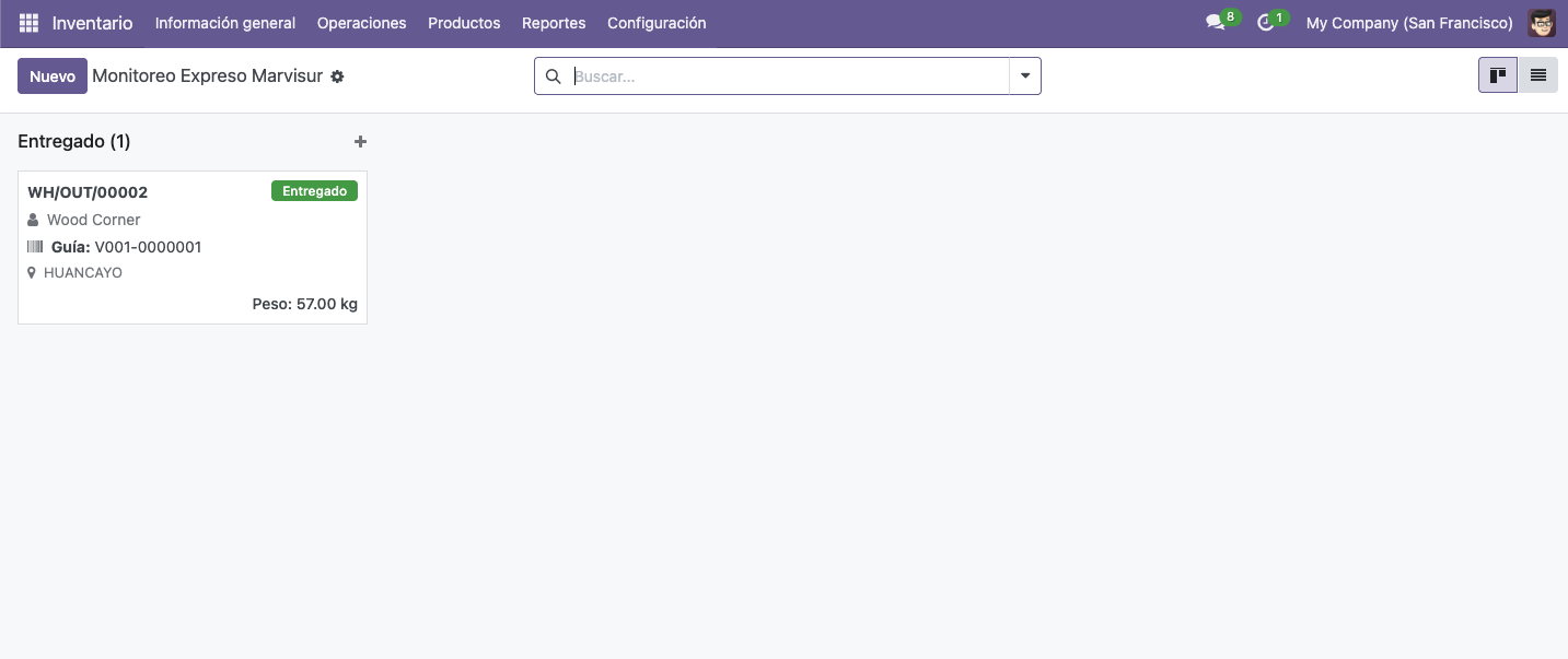 Dashboard Kanban Expreso Marvisur