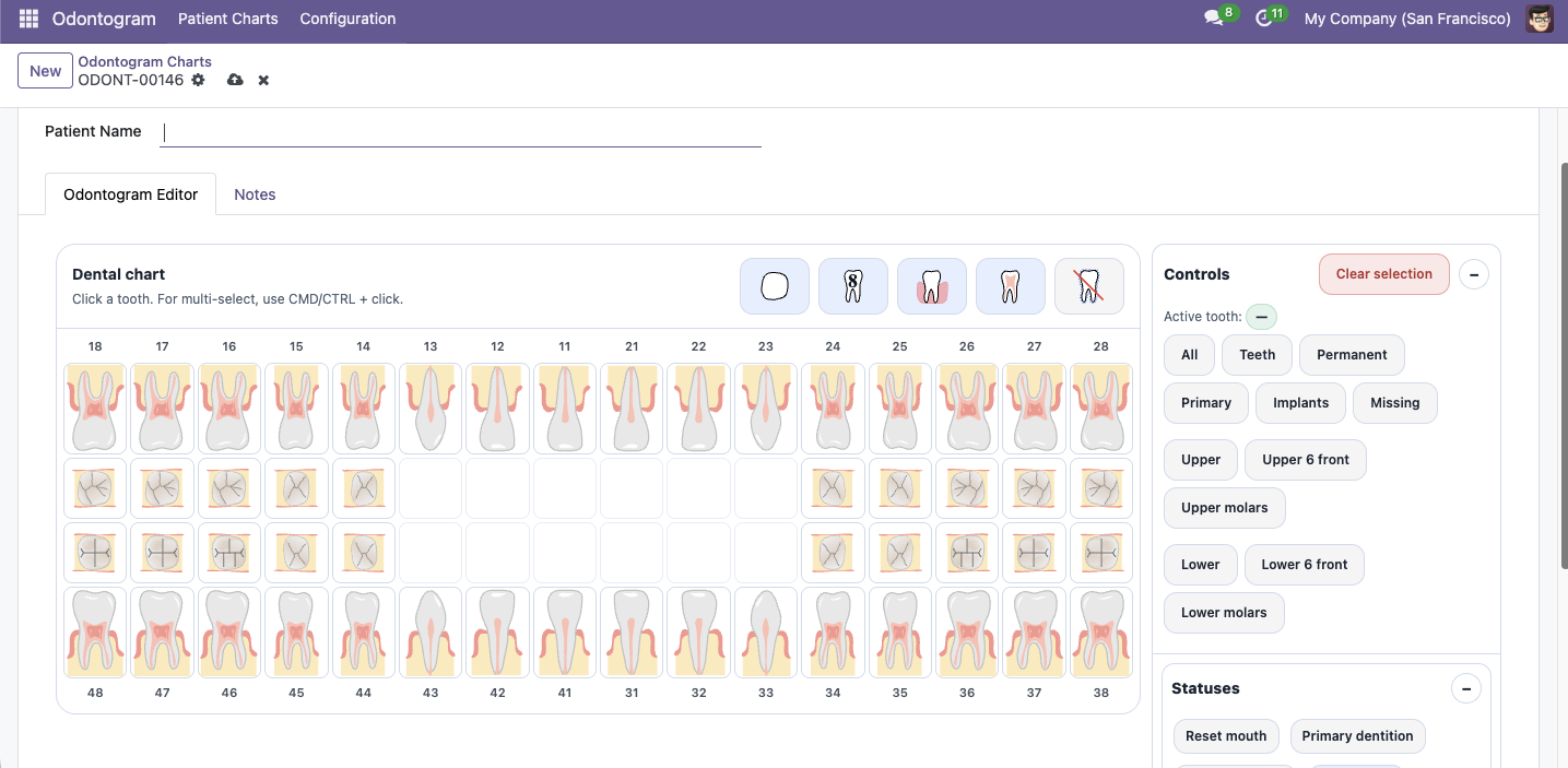 Odontogram Main Interface Screen