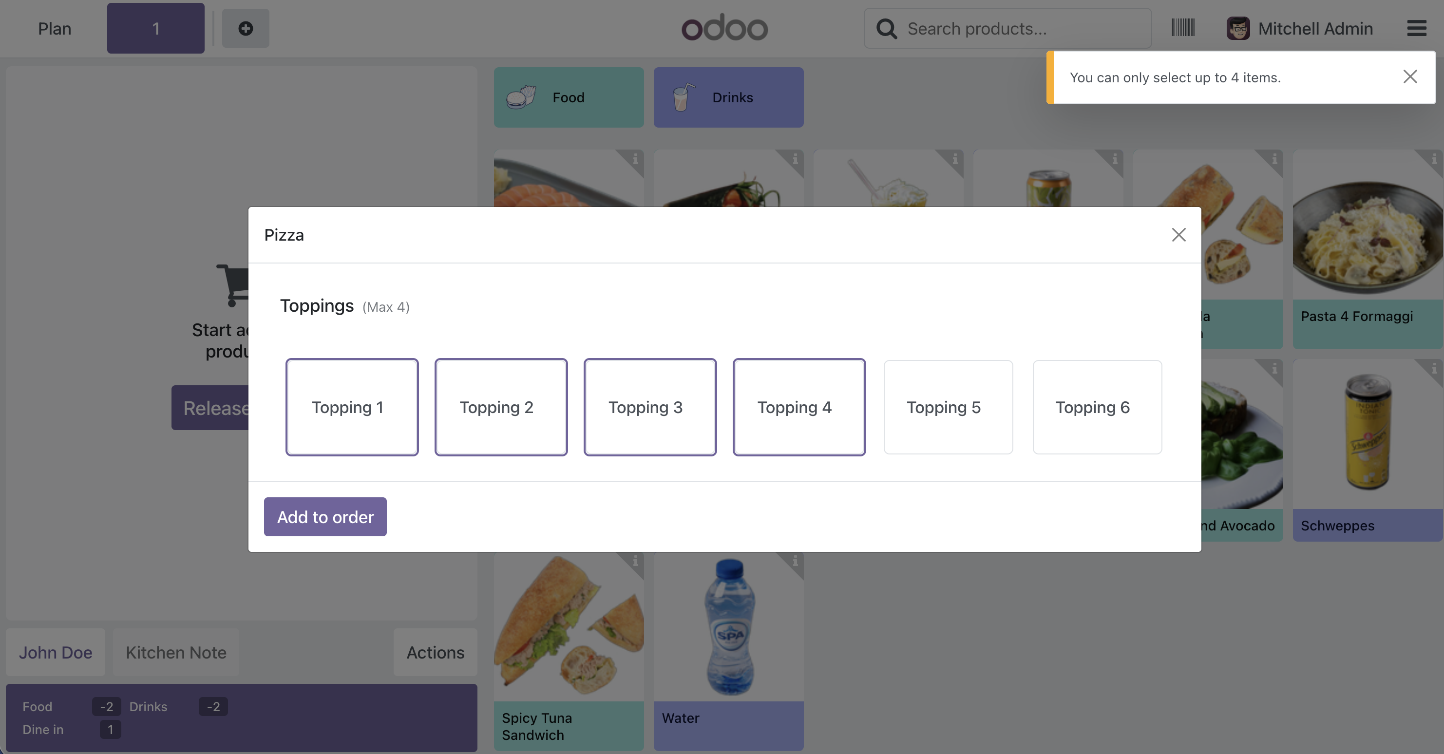POS Combinations Multi Selection Checkboxes