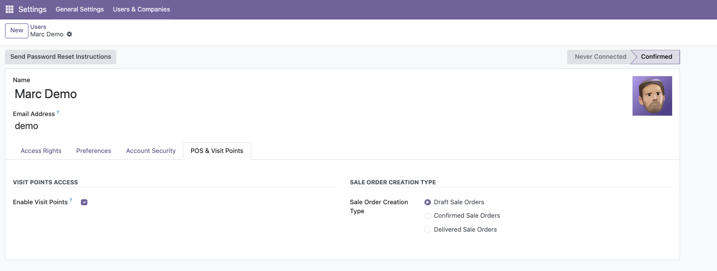 Assign Visit Points POS to User