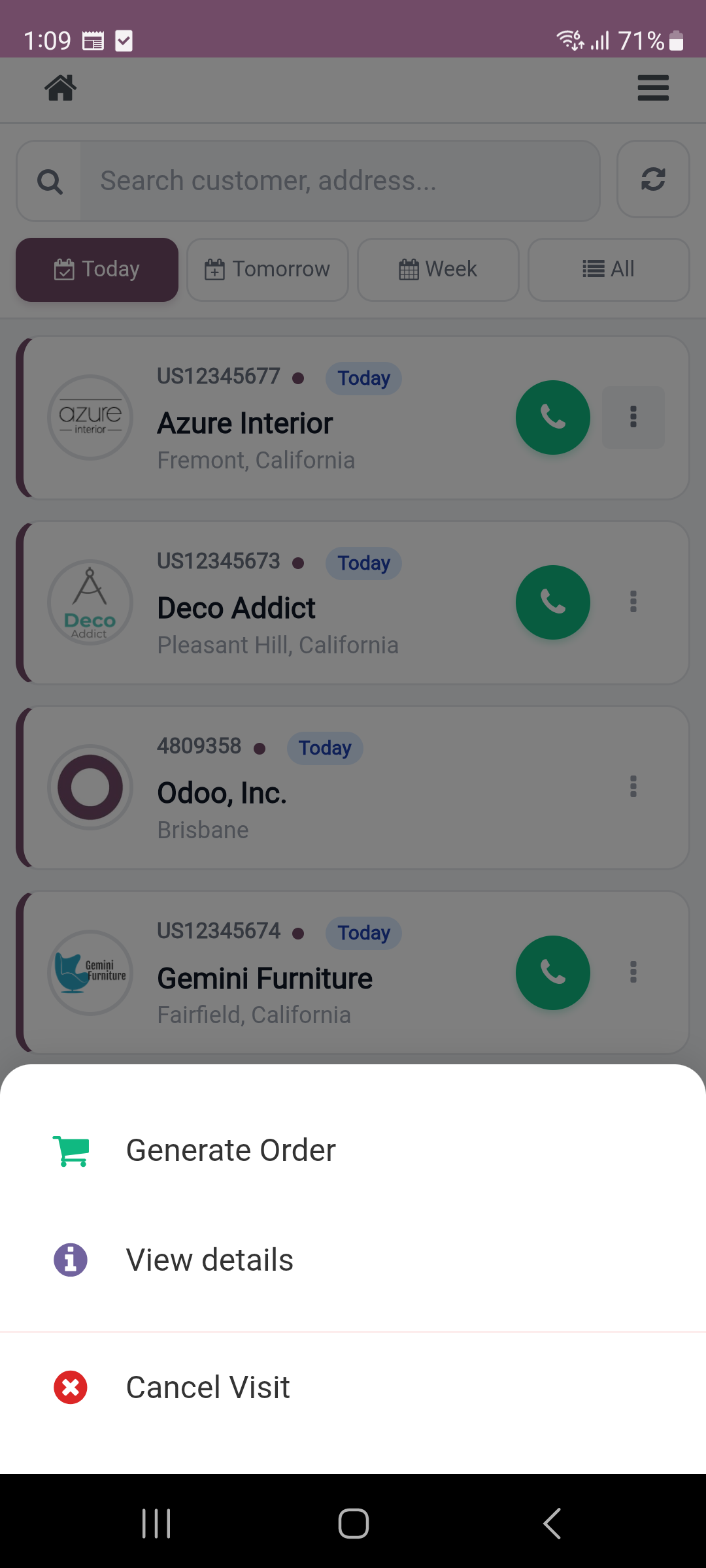 Visit Options Menu