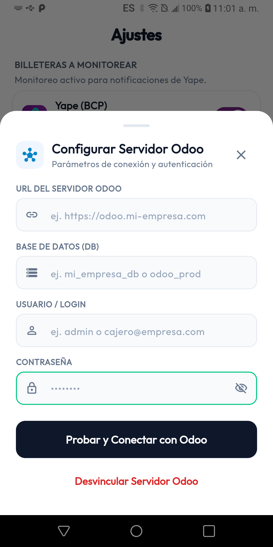PagoTrack Configuracion de Conexion