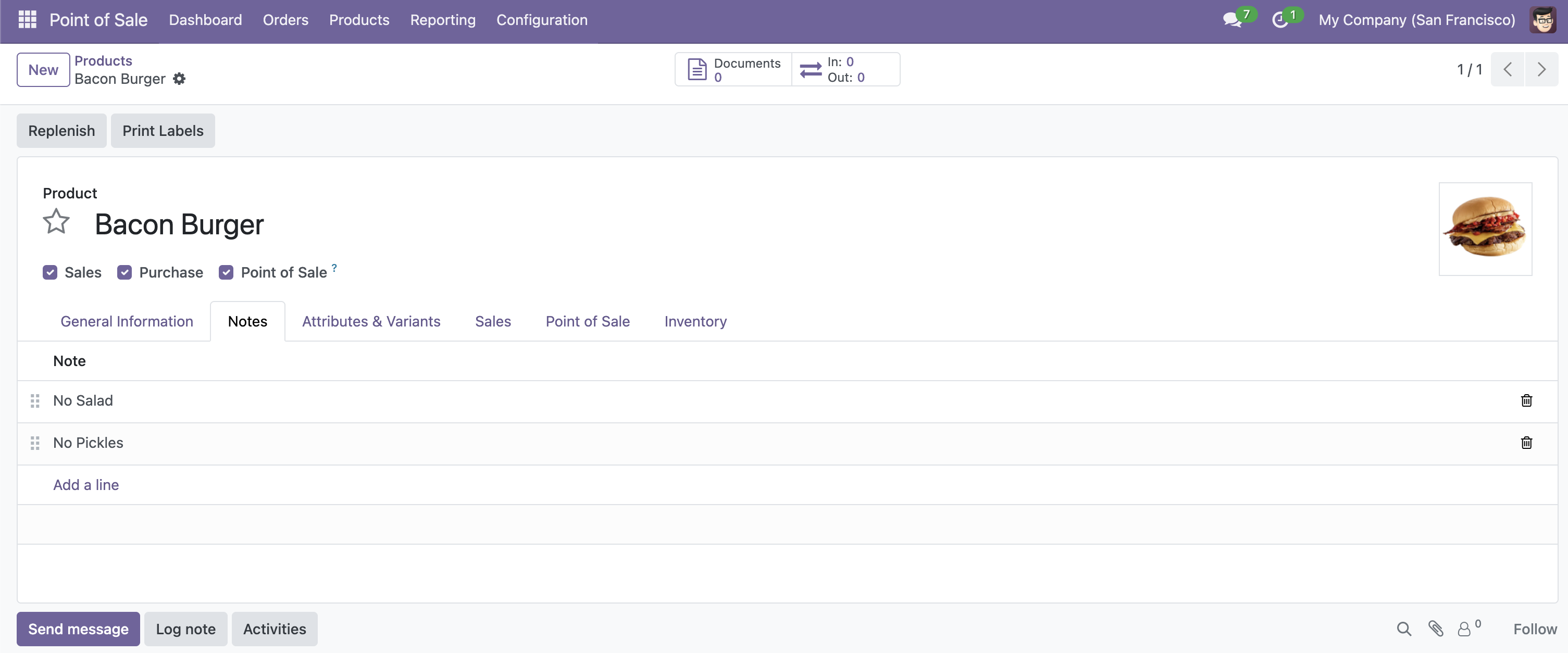 Product Notes Setup