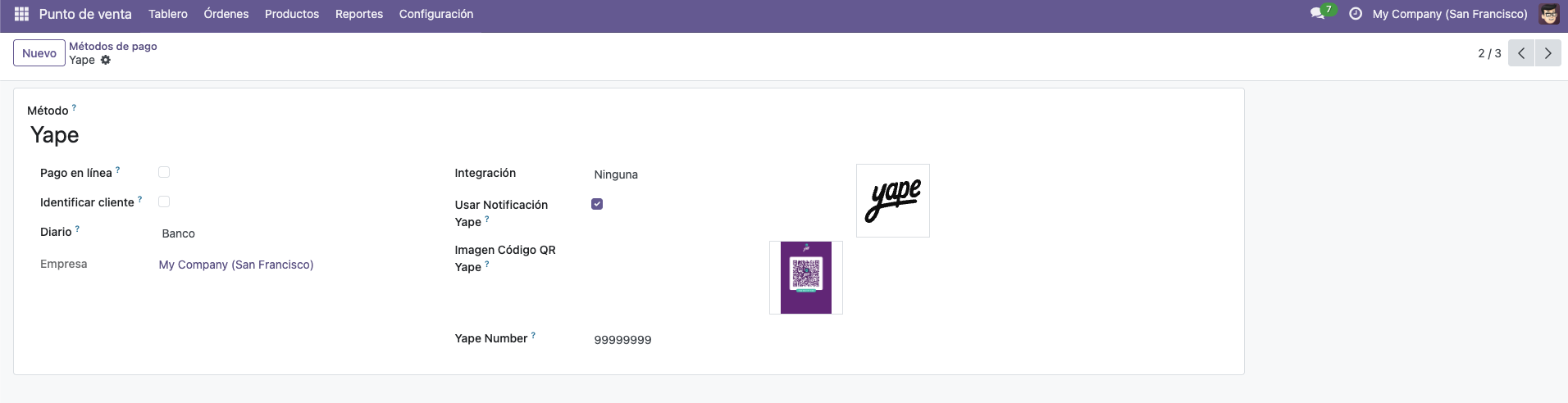 Configuración de Método de Pago Yape
