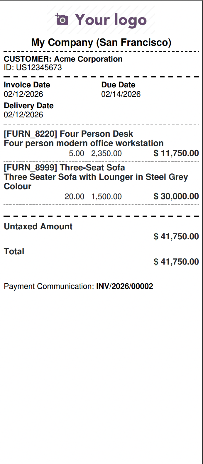 Invoice Ticket Preview
